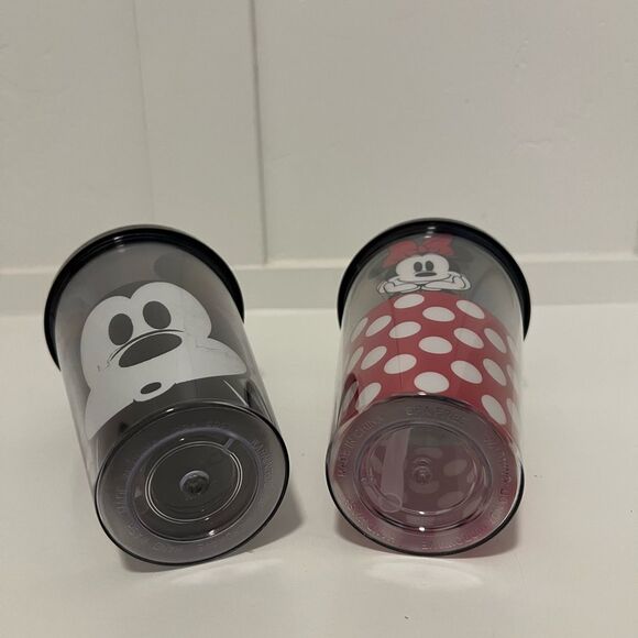 2 Disney Mickey Mouse & Minnie Mouse Flip Straw Tumbler Cup with Straw NEW 16oz - Picture 3 of 5